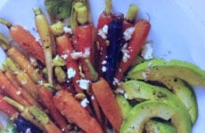 Assorted Roasted Carrots with Avocado and Feta Vinaigrette