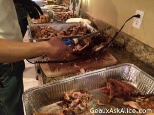 Craig carving up fried turkeys