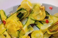 Golden Squash Blooms and Summer Squash Salad