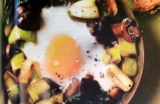 Baked Eggs over Sautéed Mushrooms and Spinach