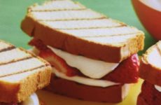 Grilled Strawberry Shortcake Topped with Lemony Cream