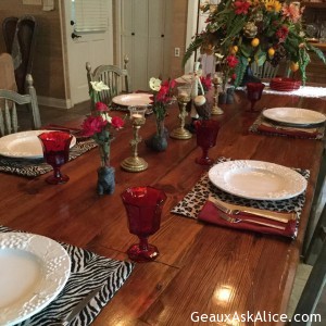 Table set for dinner. Glad the rain stopped!