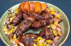 COFFEE-MARINATED BACON WRAPPED BONELESS CHICKEN THIGHS AND BREASTS