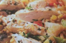 Chicken Strips with Corn-Mushroom Risotto