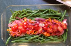 Lemony Herb Vinaigrette Green Beans with Onions, Peppers and Tomatoes