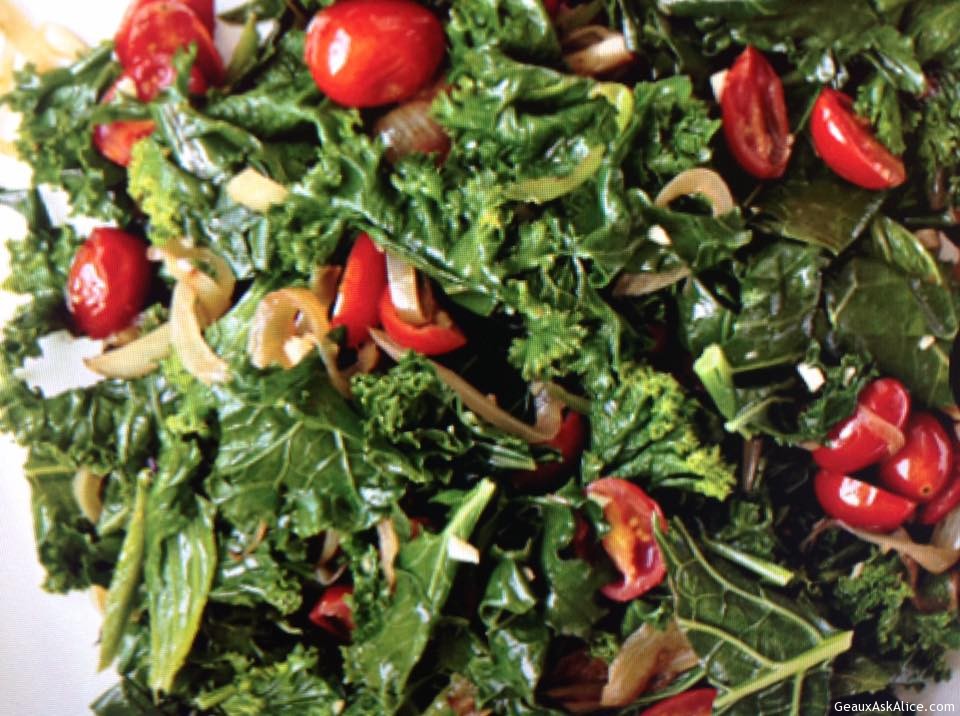 Cherry Tomatoes with Braised Greens
