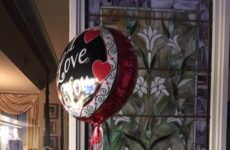 Hubby took clue from TV commercial where the house pet brings in The Valentine gift. Close enough! Very cute!