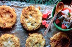Fried Green Tomatoes with Crabmeat and Watermelon