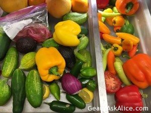 So this is how it looked last night for dinner! Love having veggies. All that was added was a nice grilled pork loin! I can just live on the veggies. So many things you can do with them and they make a great presentation!