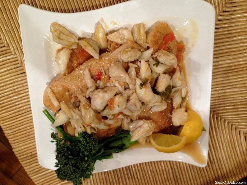 Grilled Bass with Crabmeat Sauté