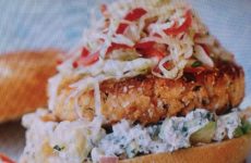 Pan Sautéed Salmon Burgers with Cabbage Slaw