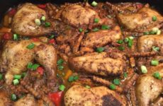 Baked Chicken with Lemony-Mustard Sauce and Yam Crinkle Cuts