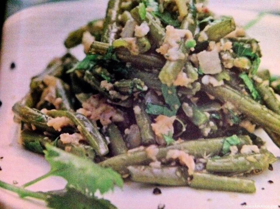 Green Beans with Eggs, Chiles and Cilantro