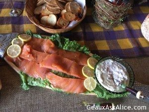 Apps for tonight: Smoked Salmon Shrimp Remoulade Stuffed Artichokes Cheese Tray Corn Dip/ Avocado Dip/Salsa CrabDip