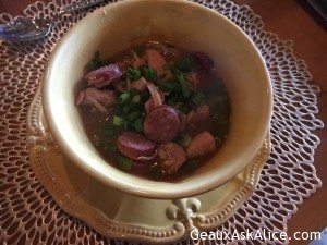 Chicken and Sausage Gumbo. Smothered Okra and some trimmings