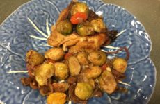 Roasted Chicken Thighs with Brussels Sprouts Garnish