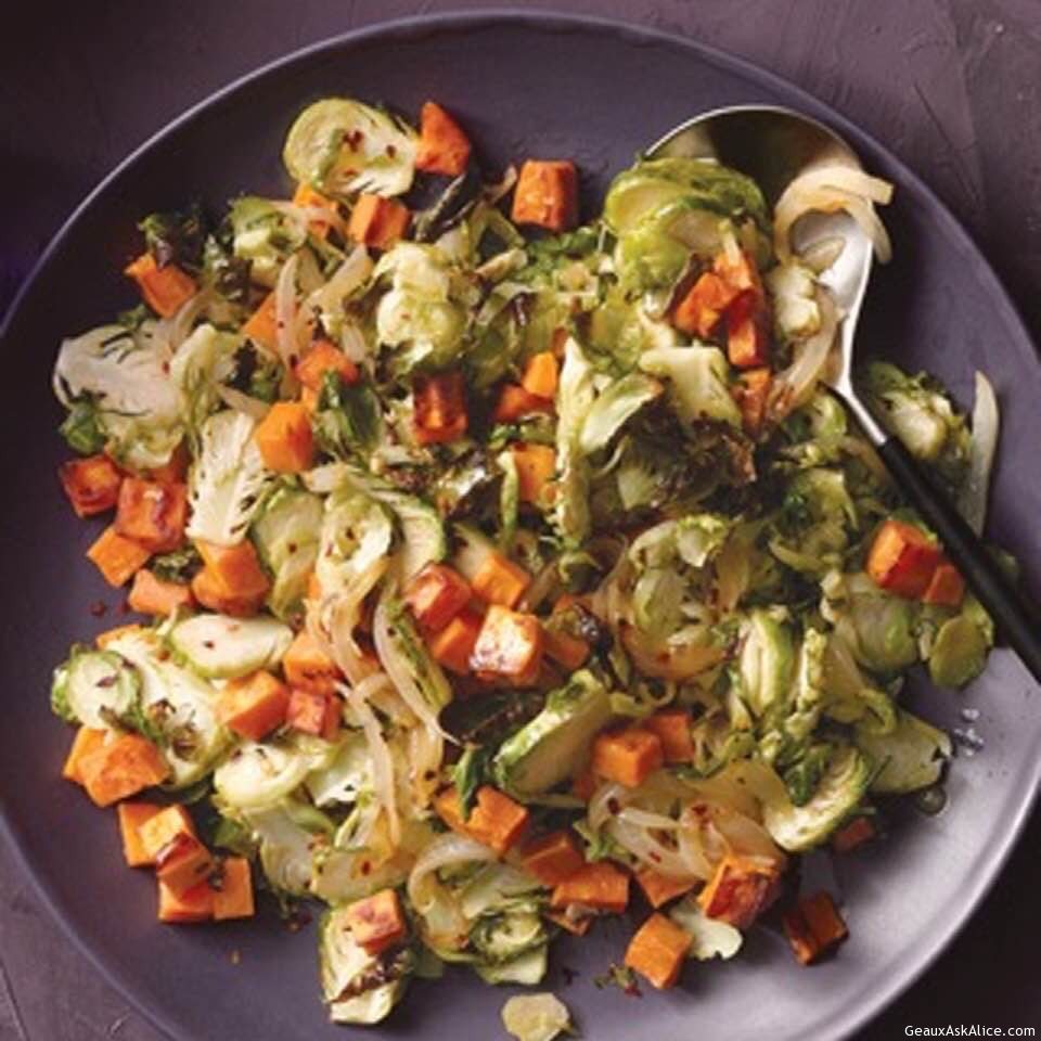 Savory Yam and Brussels Sprout Salad