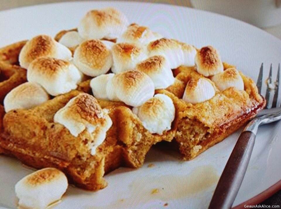 Sweet Potato and Marshmallow Waffles