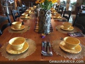 Table setting for Saturday lunch!