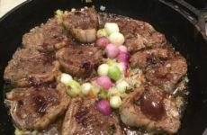 Skillet Baked Lamb Chops with Red and White Pearl Onions
