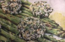 Lemony-Roasted Asparagus Topped with Baked Goat Cheese