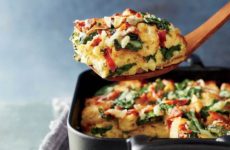 Crispy and Creamy Spinach, Bacon and Gruyere Breakfast Strata