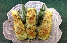 Parmesan Encrusted Zucchini and Yellow Squash Halves with Pico de Gallo