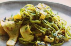 Summer’s Tangy Grilled Squash With Spinach Fettuccine