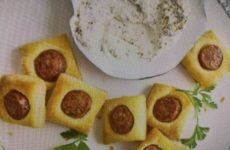 Creamy Mustard Dipping Sauce with Chicken Sausage Puffs