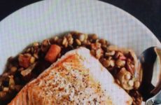Roasted Savory Salmon with Lentils