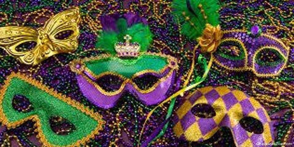 Mardi Gras mask and beads