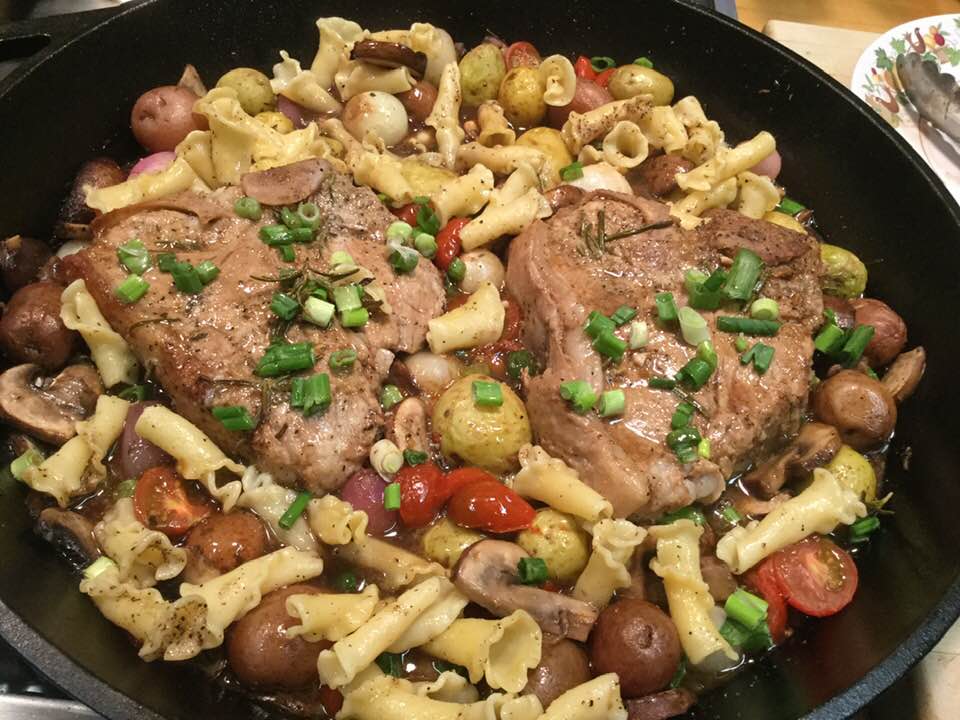 Fabulous Pan-Seared Marsala Veal Chops with Veggies and Pasta