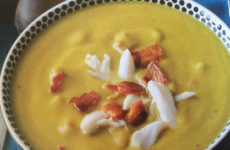 Kicked-Up Split Pea Soup with Bacon and Crabmeat