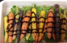 Honey-Balsamic Glazed Rainbow Mini Carrots and Snow Peas