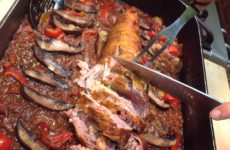 Shrimp-Andouille Stuffed Bacon Wrapped Pork Loin