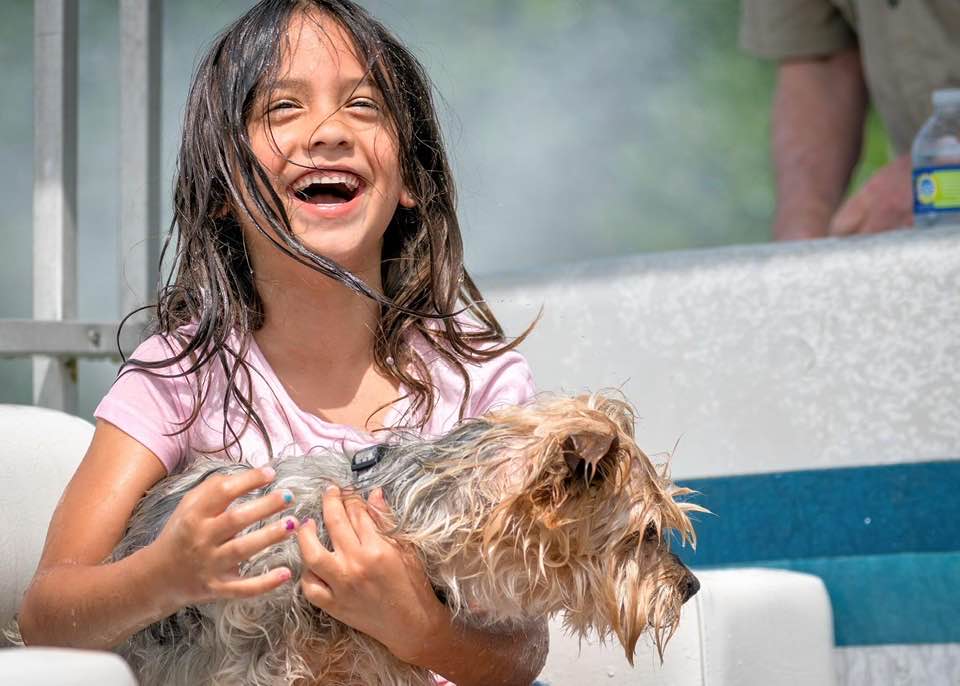 Poppa (Hubby) took Grand Peep Sophia and Bachus through the lake water fountain.