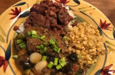 Another ole time meal. Monday special Smothered Round Steak, Red Beans and rice, corn and Salad