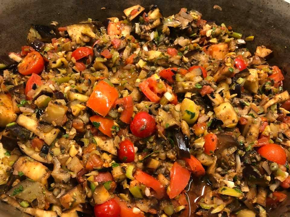 My other favorite summer cooking thing besides Stuffed Artichoke is Caponata. Love eggplant this way!