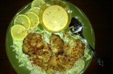 Crab Cakes Over Bleu Cheese Slaw