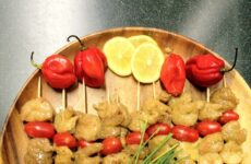 Grilled Shrimp and Cherry Tomato Kebobs with White-Wine Leon Butter Sauce