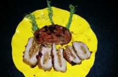Mustard Grilled Stuffed Pork Loin Chops with Two Tomato Salsa