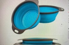 Today’s Gadget is the COLLAPSIBLE COLANDERS. Collapsible kitchenware makes saving storage space so easy. Folding strainer can be folded up to 2” high. The colanders have non-slip handles and a comfortable grip. They sell for about $15/set. Also comes in various colors.