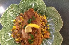 Pan-Sauteed Catfish Fillets over Crawfish Corn Saute