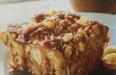 Tropical Coconut-Banana Bread Pudding with Caramel Sauce