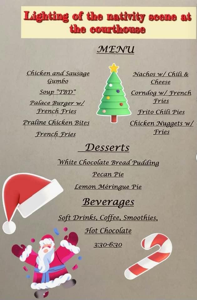 Menu for The Chicory Restaurant on November 27th the day of the Lighting of the Nativity. Come join the fun!