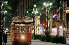 New Orleans Trolley at Christmas Time