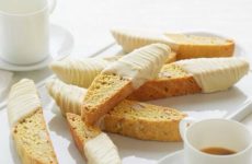 Nutty/Lemony Biscotti Dipped in White Chocolate