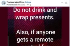 Do not drink and wrap presents...