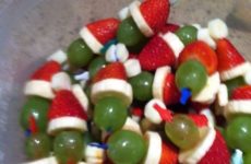 Grinch in a Santa hat snacks