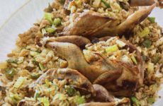 Cajun Boudin Stuffed Quail with Cranberry-Bourbon Sauce